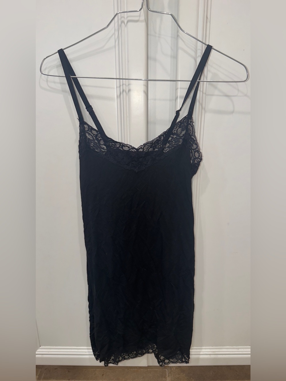 Women's Black Lace-Trim Slip dress